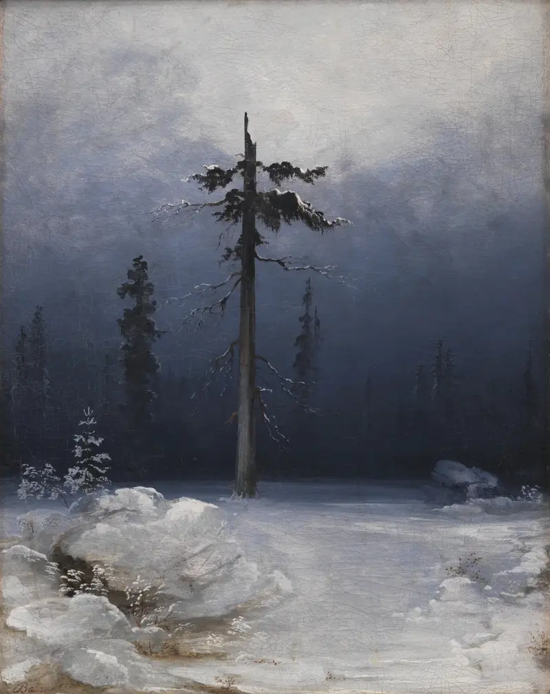 Baum in einem winterlichen Wald von Peder Balke