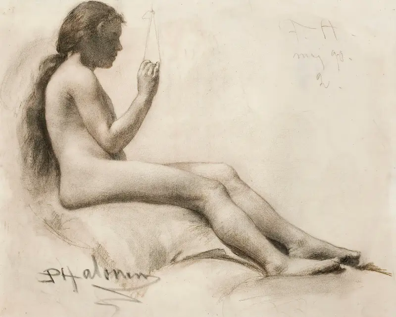 Sedící ženský model, Pekka Halonen
