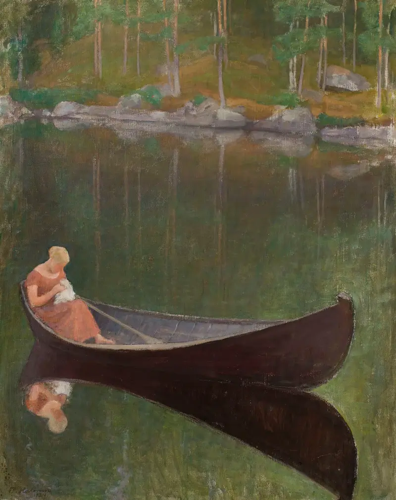 Woman In A Boat av Pekka Halonen