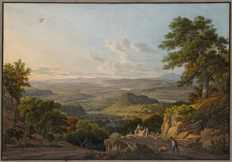 Blick vom Muttenzer Steinbruch auf Basel von Peter Birmann