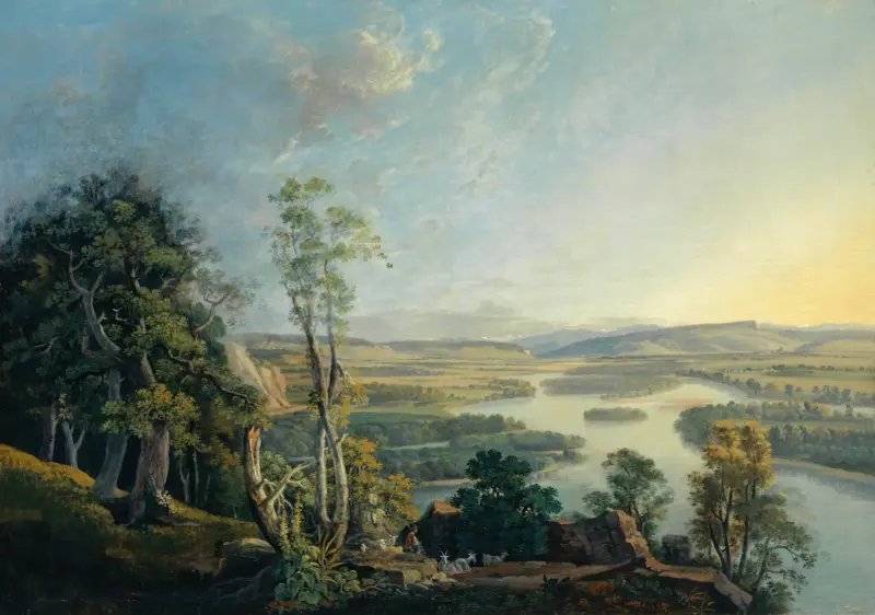 Landscape of the Rhine near the Isteinerklotz av Peter Birmann