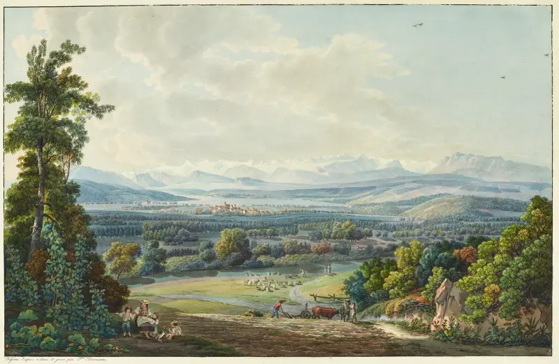 Sursee und Umgebung mit Sempachersee und Alpen av Peter Birmann