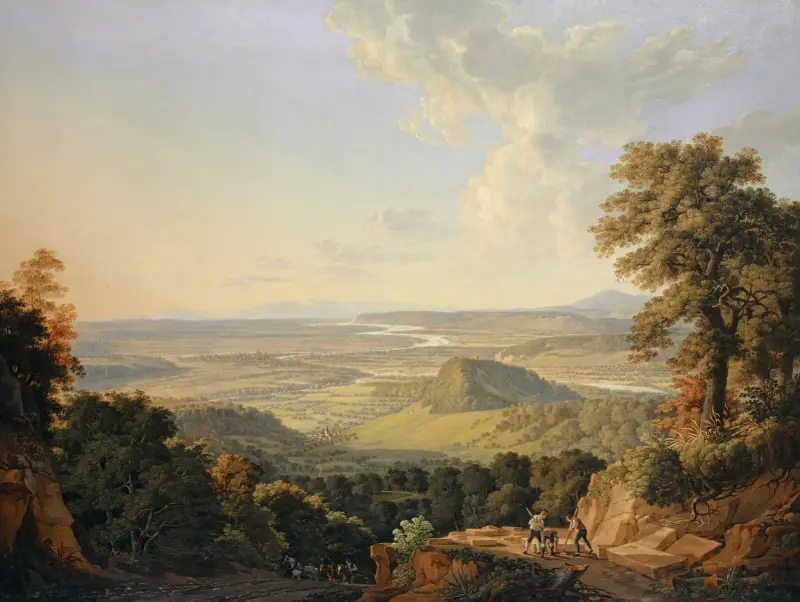 Widok z kamieniołomu w Muttenz na Bazyleę, 1811, Peter Birmann