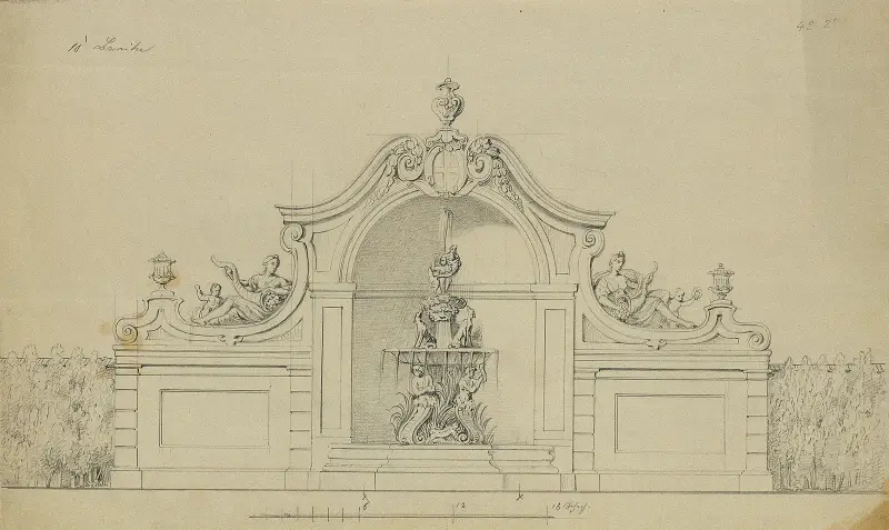Brunnsanläggningen i Persikoträdgården på Oberes Belvedere av Johann Peter Krafft