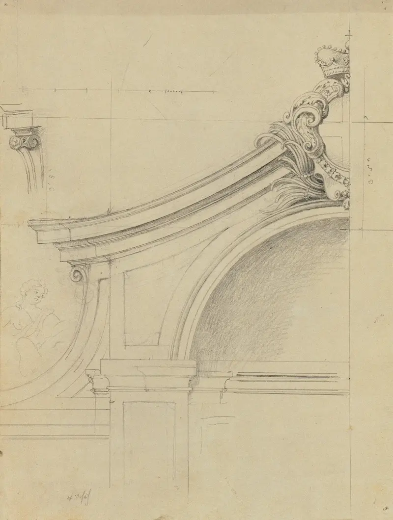 Brunnenanlage im Pfirsichgarten des Oberen Belvederes; Detail von Johann Peter Krafft