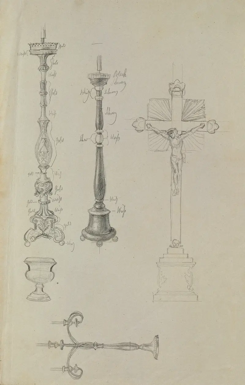 Detailstudie zur Aufbahrung der Juliana Krafft und ihrer Tochter Ludovica von Johann Peter Krafft