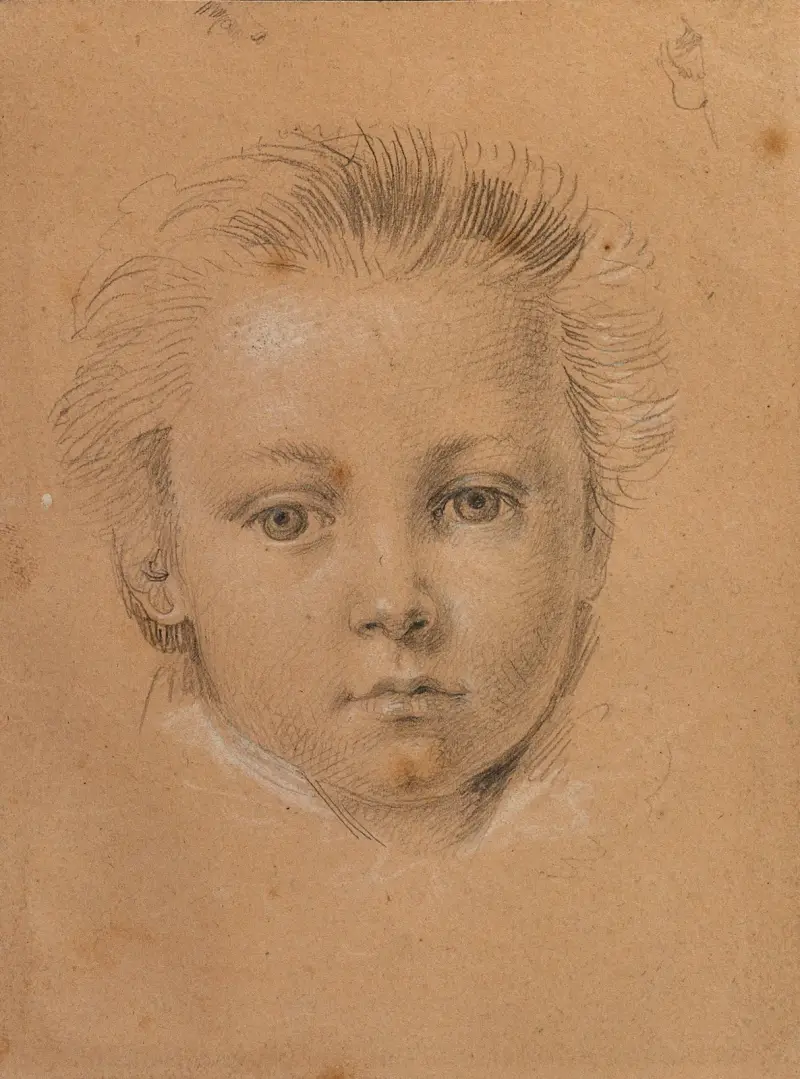 Pojkhuvud (studie) av Johann Peter Krafft