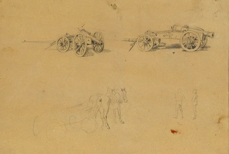 Studie av kanoner, militärutrustning av Johann Peter Krafft