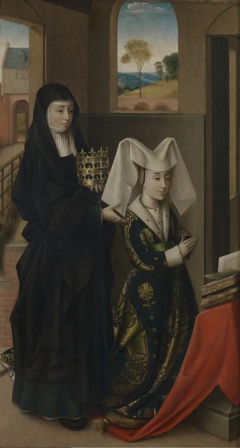 Isabella of Portugal with Saint Elisabeth av Petrus Christus
