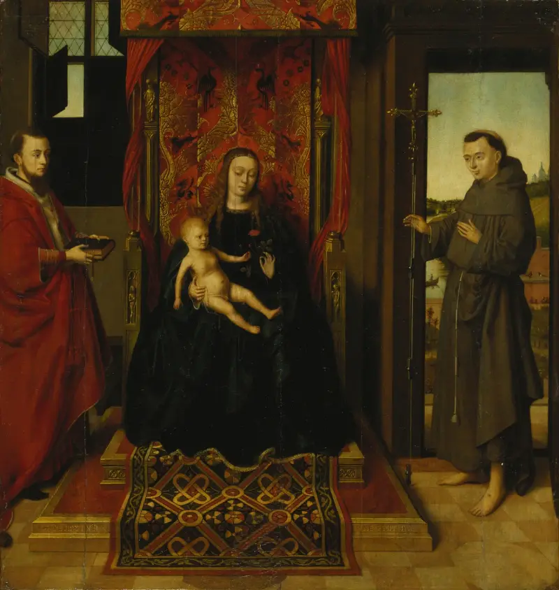 Jungfrau mit Kind und den Heiligen Hieronymus und Franziskus von Petrus Christus