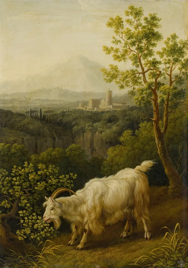 Ein Ziegenbock in italienischer Landschaft von Jacob Philipp Hackert
