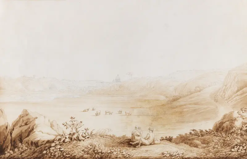 Ansicht des Tibertals bei Tor di Quinto III av Jacob Philipp Hackert