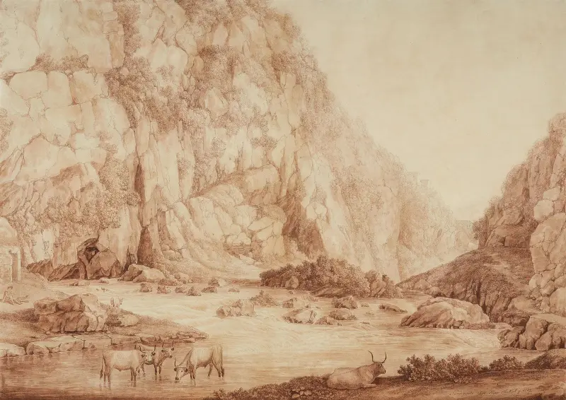 Das Volturnotal bei Piedimonte Alife av Jacob Philipp Hackert