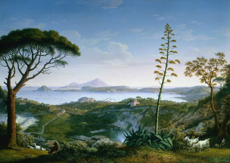 View of the Gulf of Pozzuoli from Solfatara av Jacob Philipp Hackert