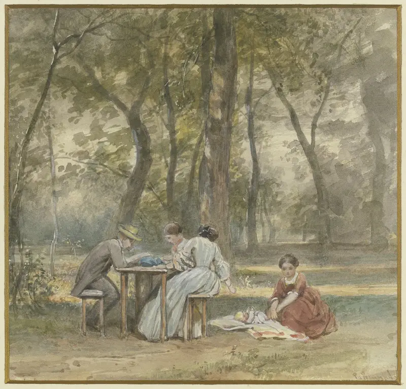 Der Künstler mit seiner Familie in Ferien av Philipp Rumpf