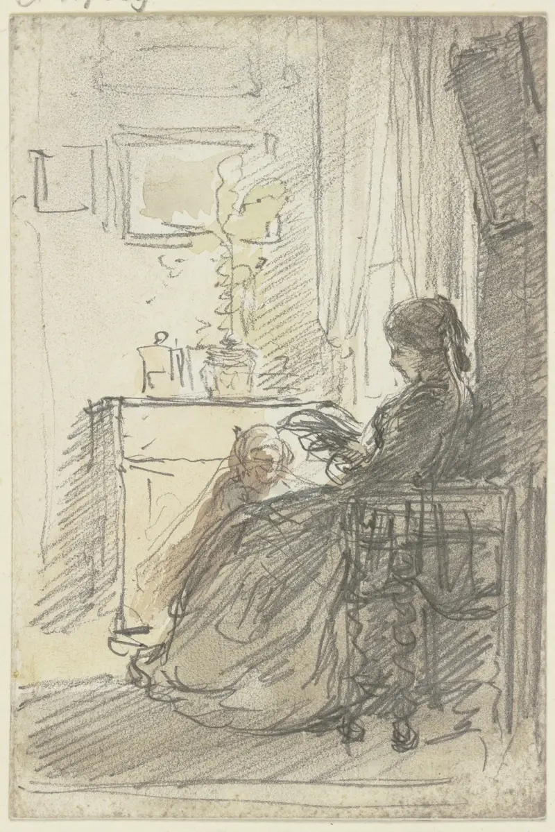 Frau mit einem Buch am Fenster sitzend von Philipp Rumpf