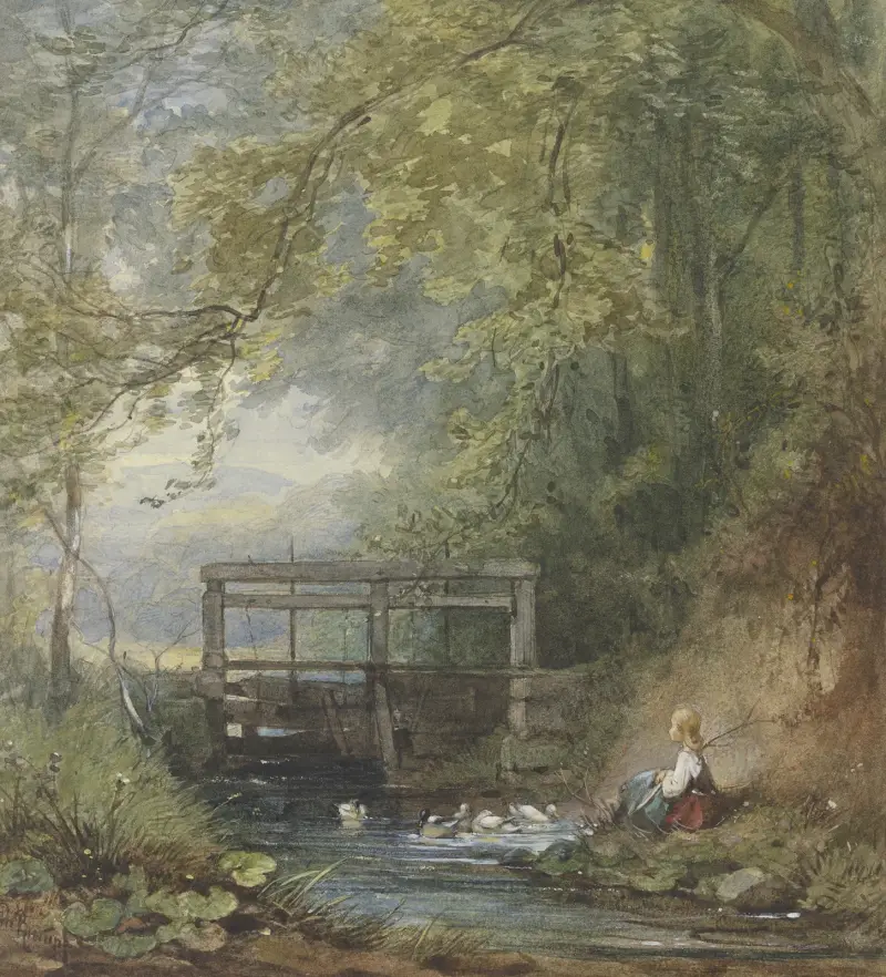Gänsehirtin an einer Schleuse von Philipp Rumpf
