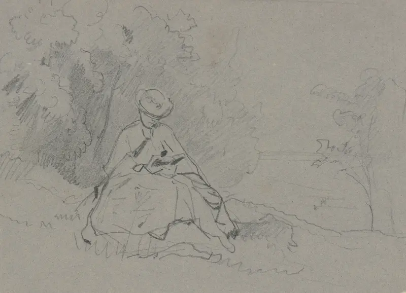 Reading woman in the outdoors av Philipp Rumpf