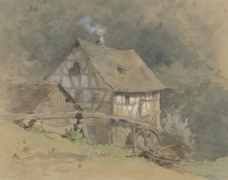 Wassermühle aus Fachwerk av Philipp Rumpf
