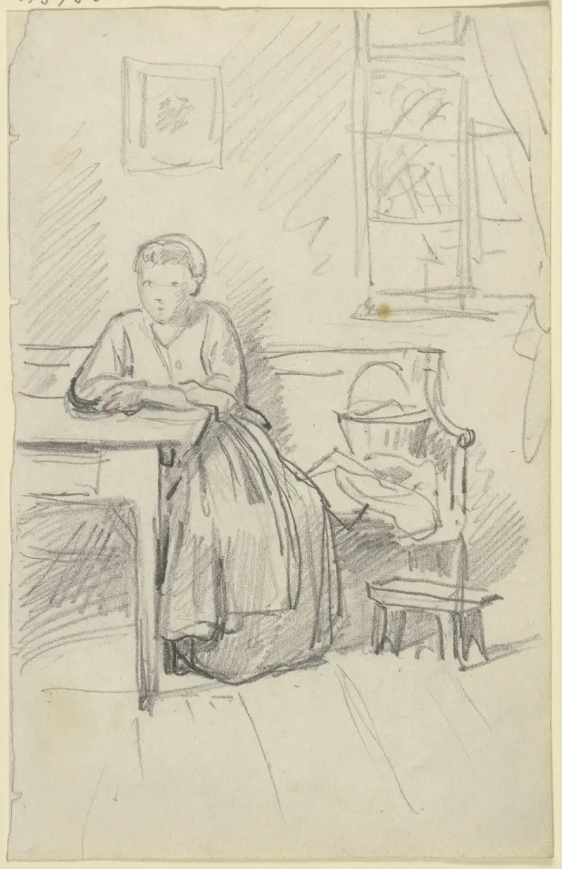 Woman sitting at a table av Philipp Rumpf