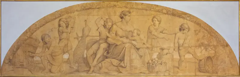 Die sieben fetten Jahre – Karton für das Fresko in der Casa Bartholdy von Philipp Veit