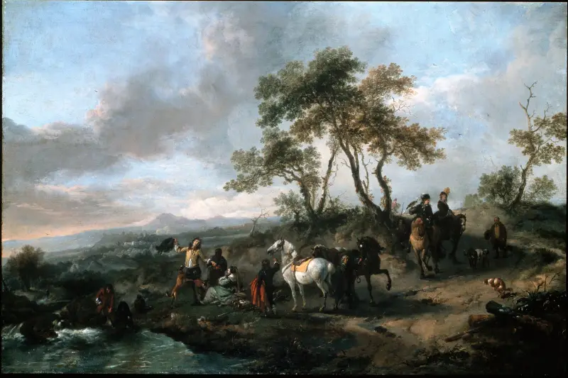 Halt einer Jagdgesellschaft von Philips Wouwerman
