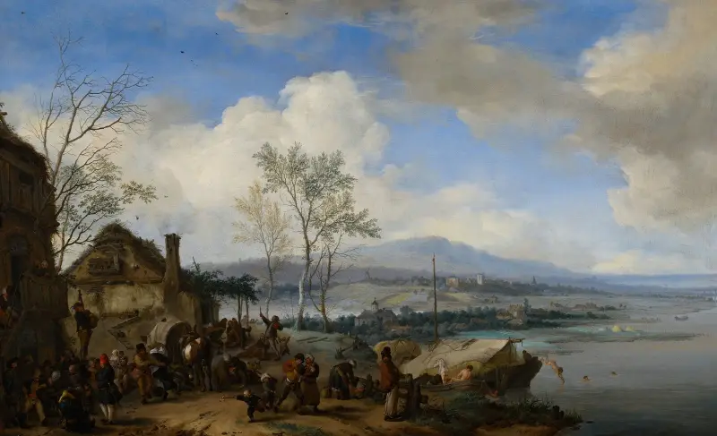 Wesołe i hałaśliwe chłopstwo w karczmie, Philips Wouwerman