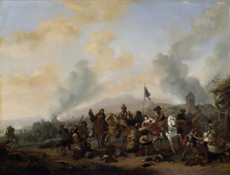 Soldaten plündern ein Dorf von Philips Wouwerman