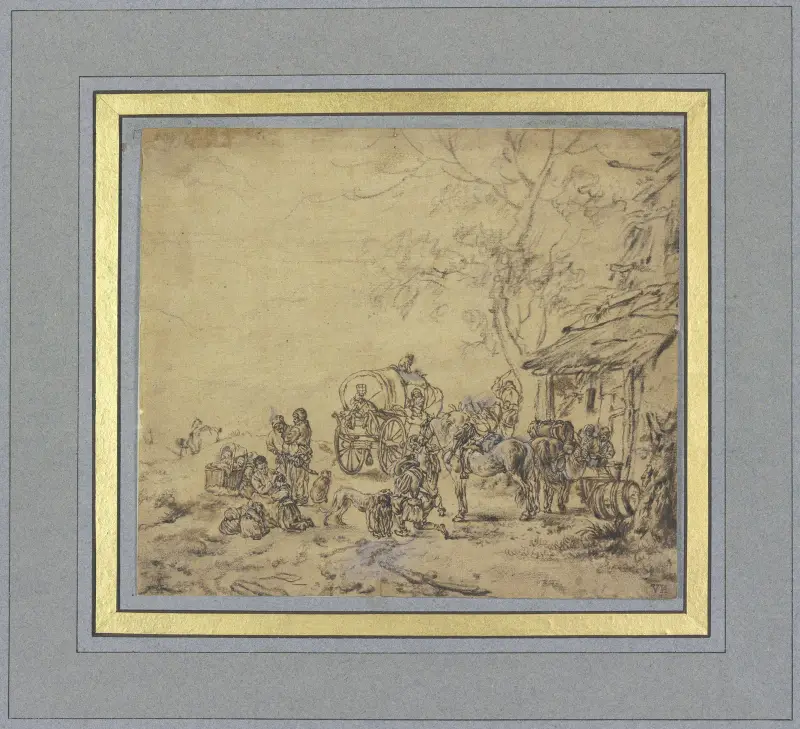 Stop in front of an inn av Philips Wouwerman