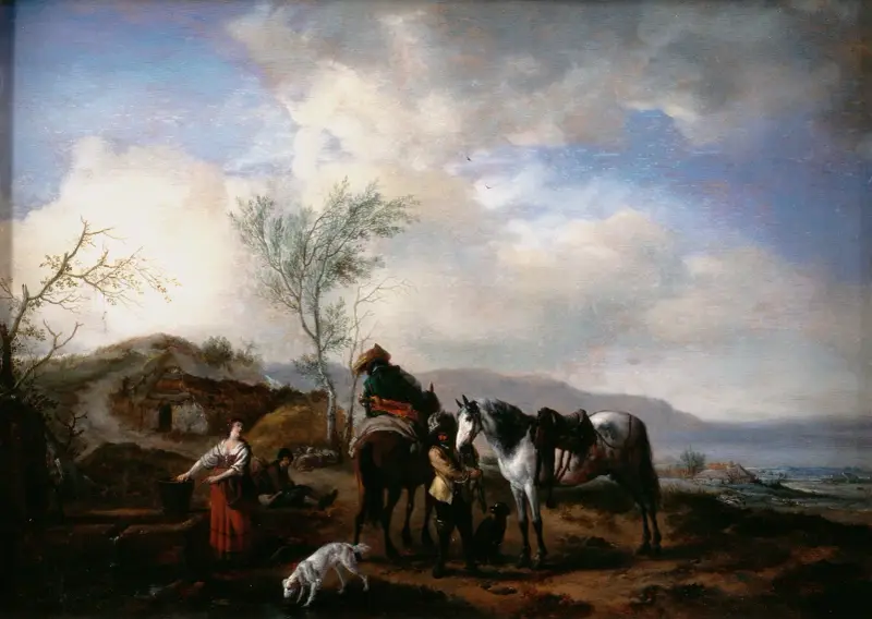 Zwei Reiter an einem Brunnen von Philips Wouwerman
