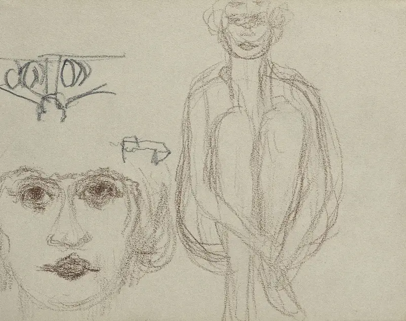 Studien einer sitzenden Aktfigur und Frauenkopf von Pierre Bonnard