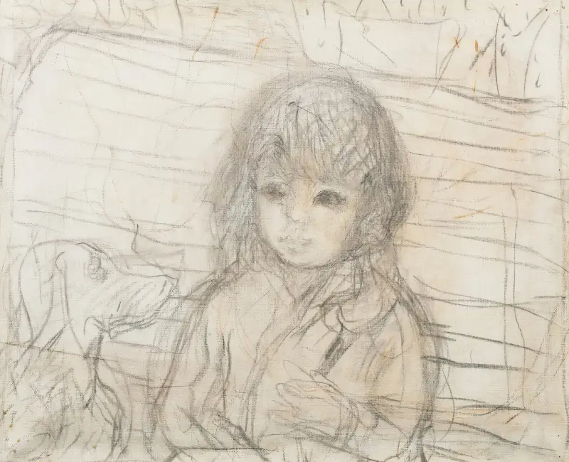 Isabelle Lecomte du Nouy med konstnärens hund i Le Canet av Pierre Bonnard