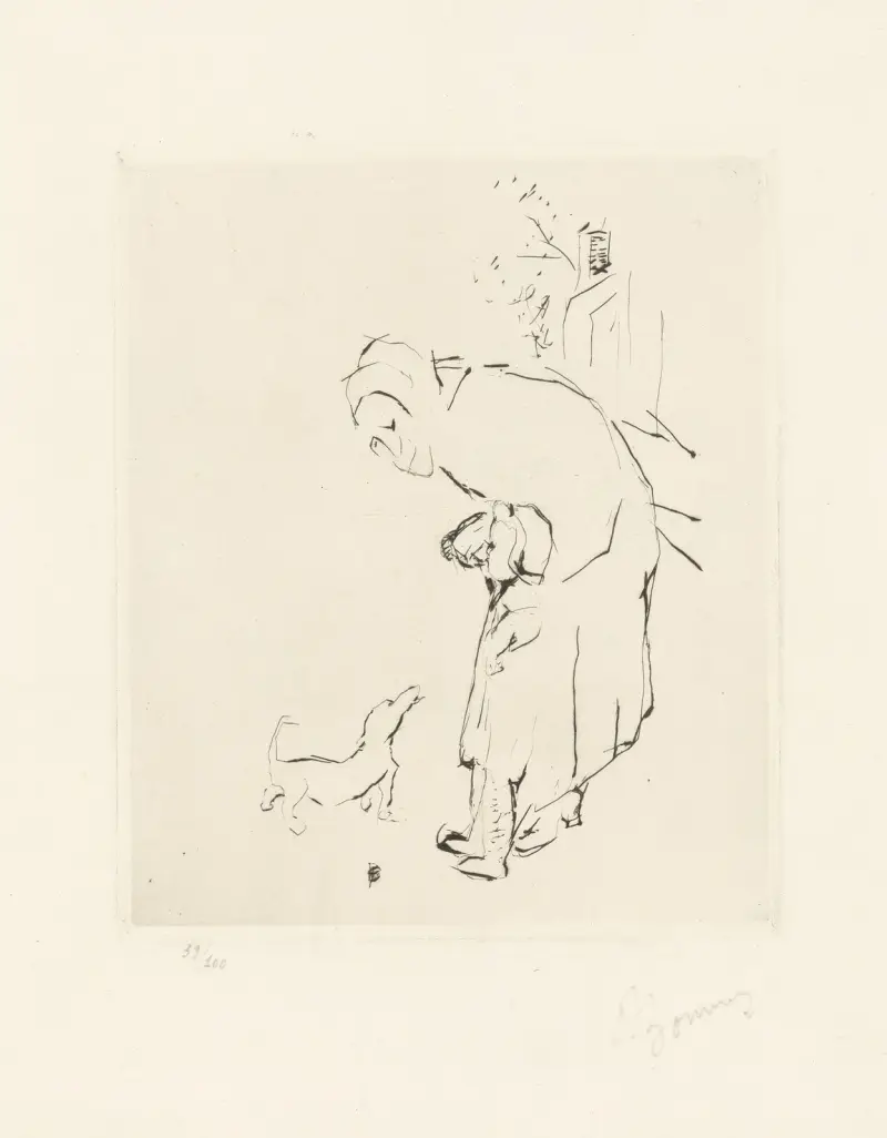 La vieille femme, l’enfant et la basset av Pierre Bonnard