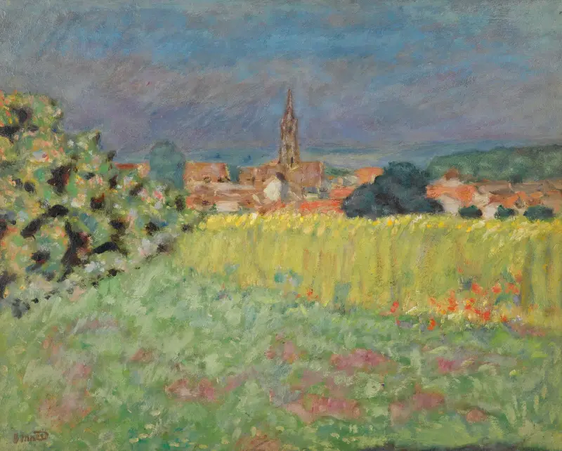 Weizenfeld vor der Kirche von Pierre Bonnard