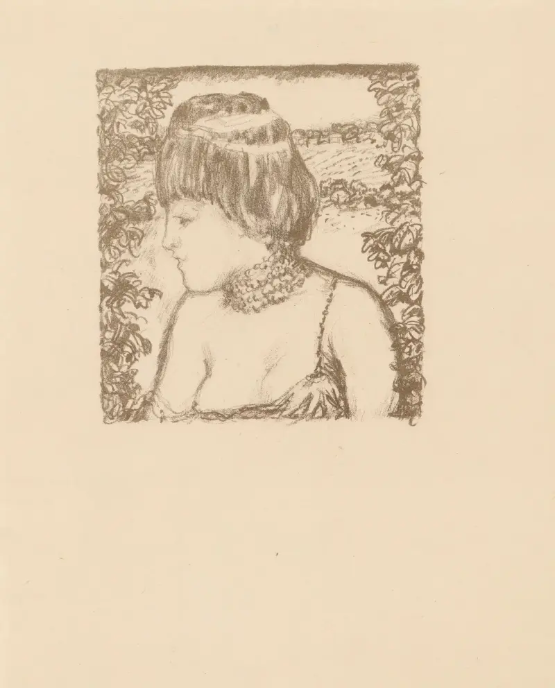 Personnage féminin en buste, variante pour Daphnis et Chloé av Pierre Bonnard