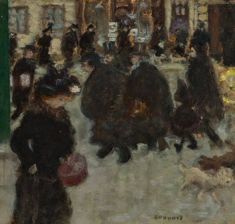 Personnages dans la rue av Pierre Bonnard