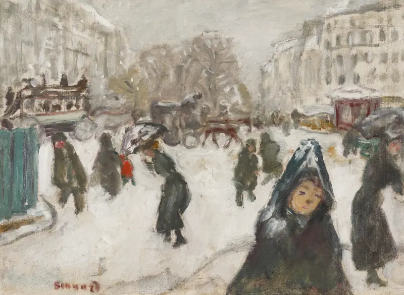 Straße im Schnee von Pierre Bonnard