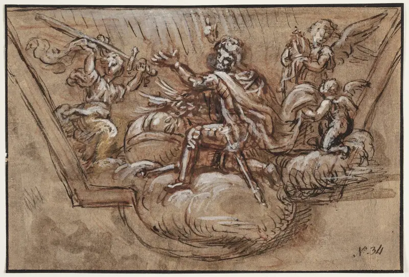 Udkast til loftsdekoration – nr 1 av Pierre Mignard