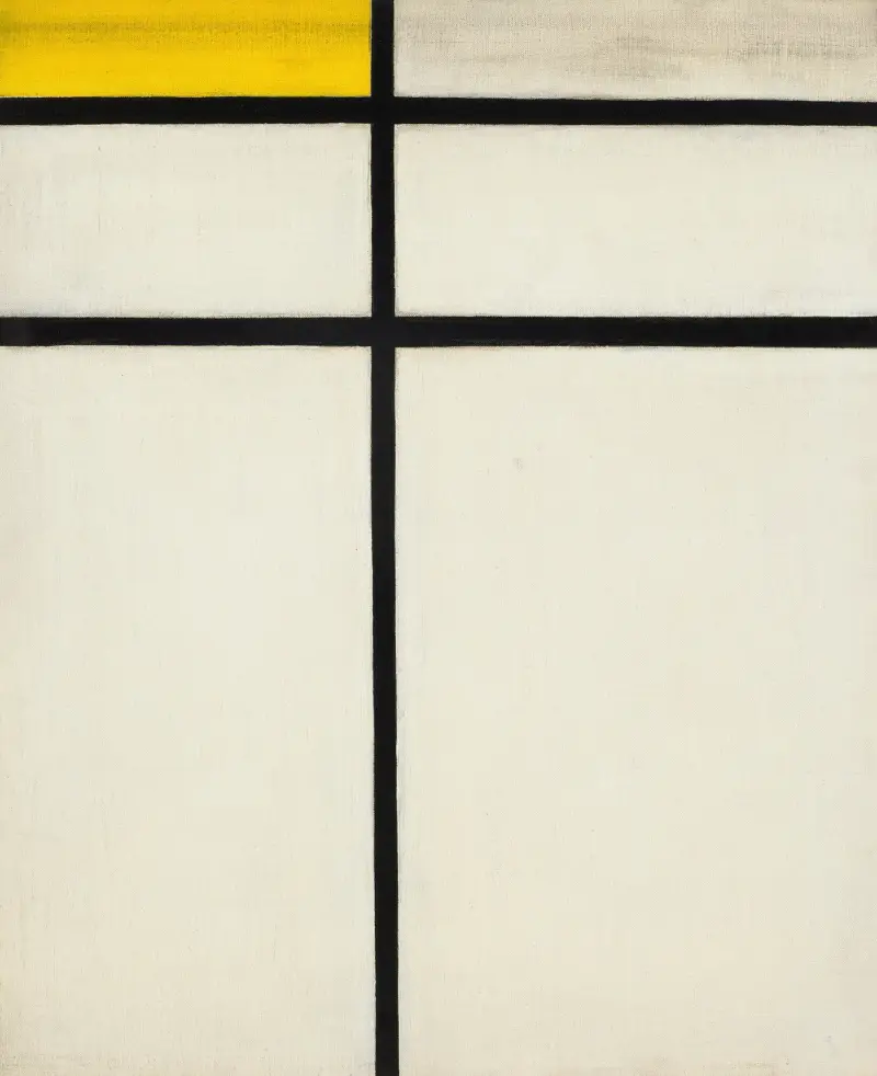 Komposition med dubbellinje och gult av Piet Mondrian