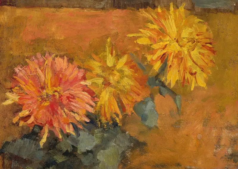 Drei Chrysanthemen von Piet Mondrian