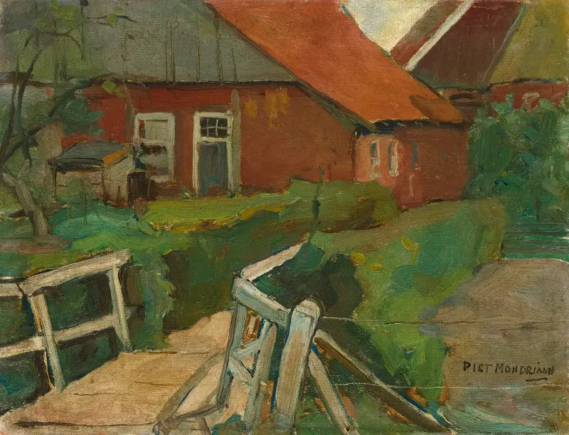 Bauernhof mit Brücke1899 von Piet Mondrian