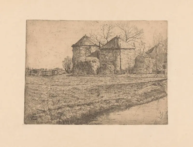 Boerderij met twee hooischuren av Pieter Dupont