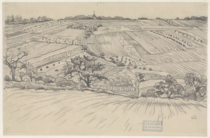 Heuvelachtig landschap met korenvelden av Pieter Dupont