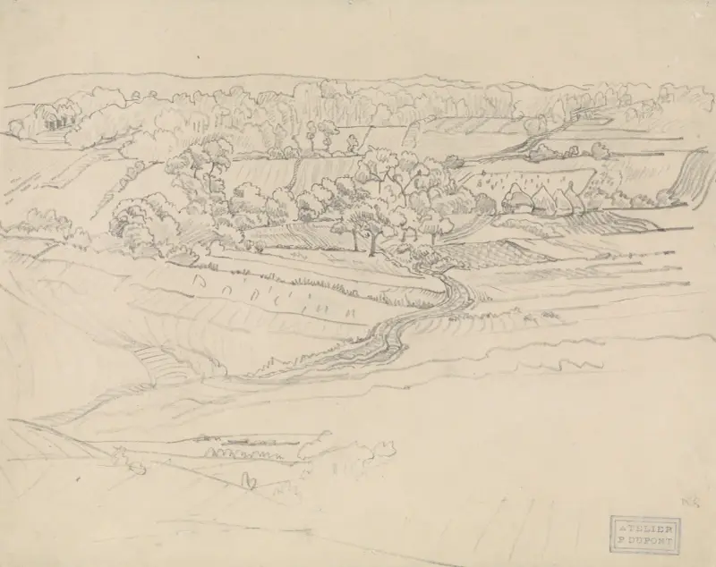 Landschap met kronkelweg av Pieter Dupont