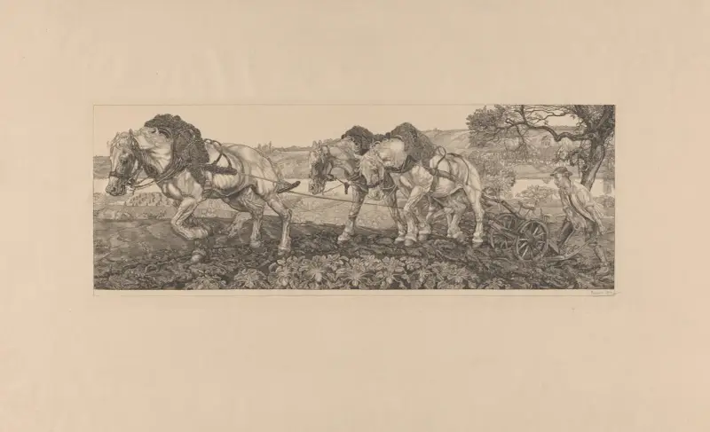 Ploegende paarden av Pieter Dupont
