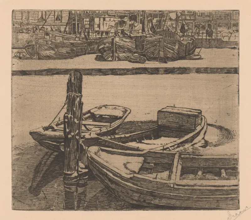 Schepen in het Damrak in Amsterdam, 1895 – nr 2 av Pieter Dupont