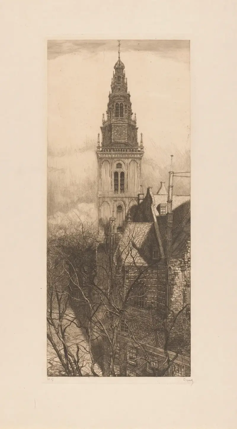 Toren van de Oude Kerk in Amsterdam av Pieter Dupont