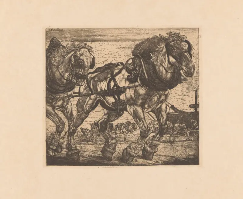 Trekpaarden bij de Seine in Parijs av Pieter Dupont