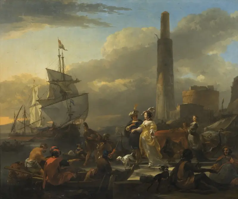 En hamnscen av Nicolaes Pietersz. Berchem