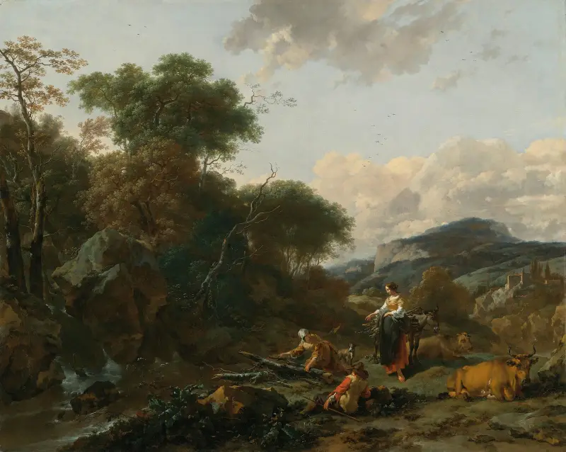 Landskap med figurer av Nicolaes Pietersz. Berchem